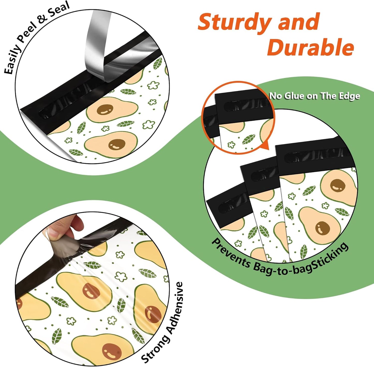 Poly Mailers 10x13 Inch 100 Pcs - Avocado printed Shipping Bags, 2.4mil Thickness, Waterproof and Tear Resistant Mailing Envelopes, Self-Sealing Packaging Bags for Small Business