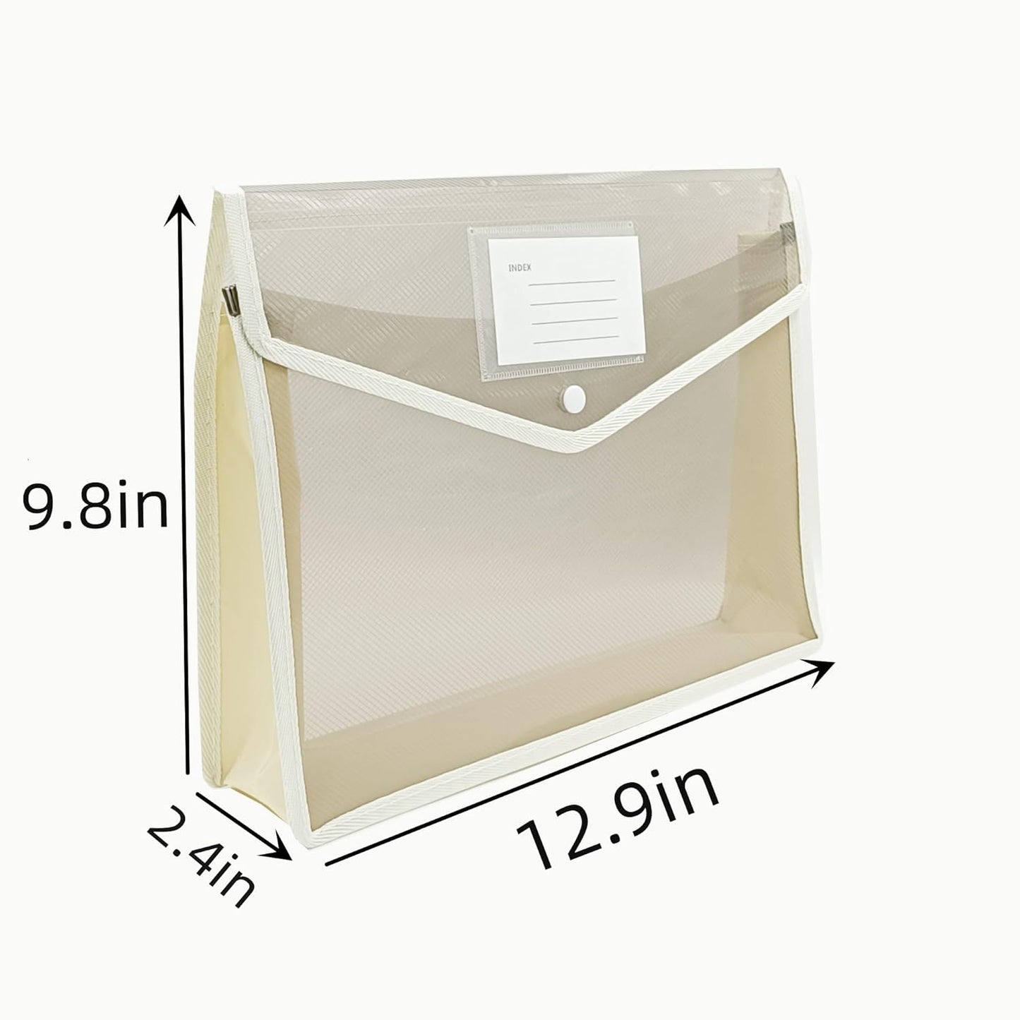 Plastic File Folders Envelope - Expanding File Wallet Organizer Documents Folder with Snap Closure and Pocket No Dividers, Large Capacity, Fit Letter/A4 Size - 5 Packs