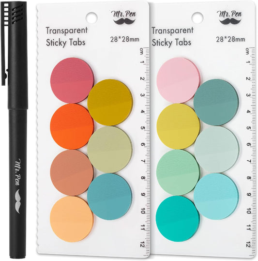 Mr. Pen- Transparent Sticky Note Set, 560Sheets, Colorful, Round Transparent Sticky Notes Set