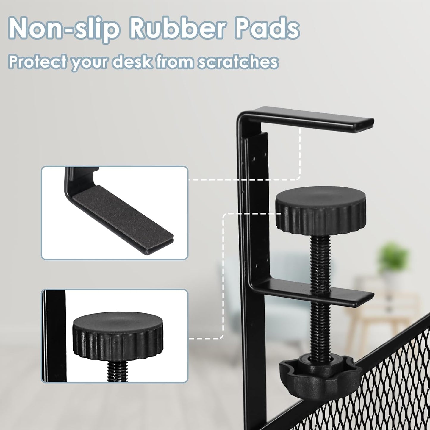 Under Desk Cable Management Tray, Cable Management Under Desk No Drill, Wire Management Tray with Clamp, Cord Organizer for Home Office, Black