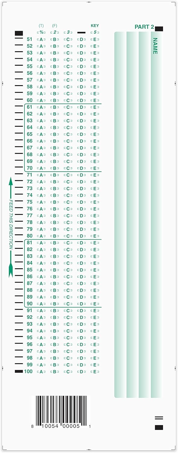 Official Scantron Brand 882-E Answer Sheet (50 Pack)