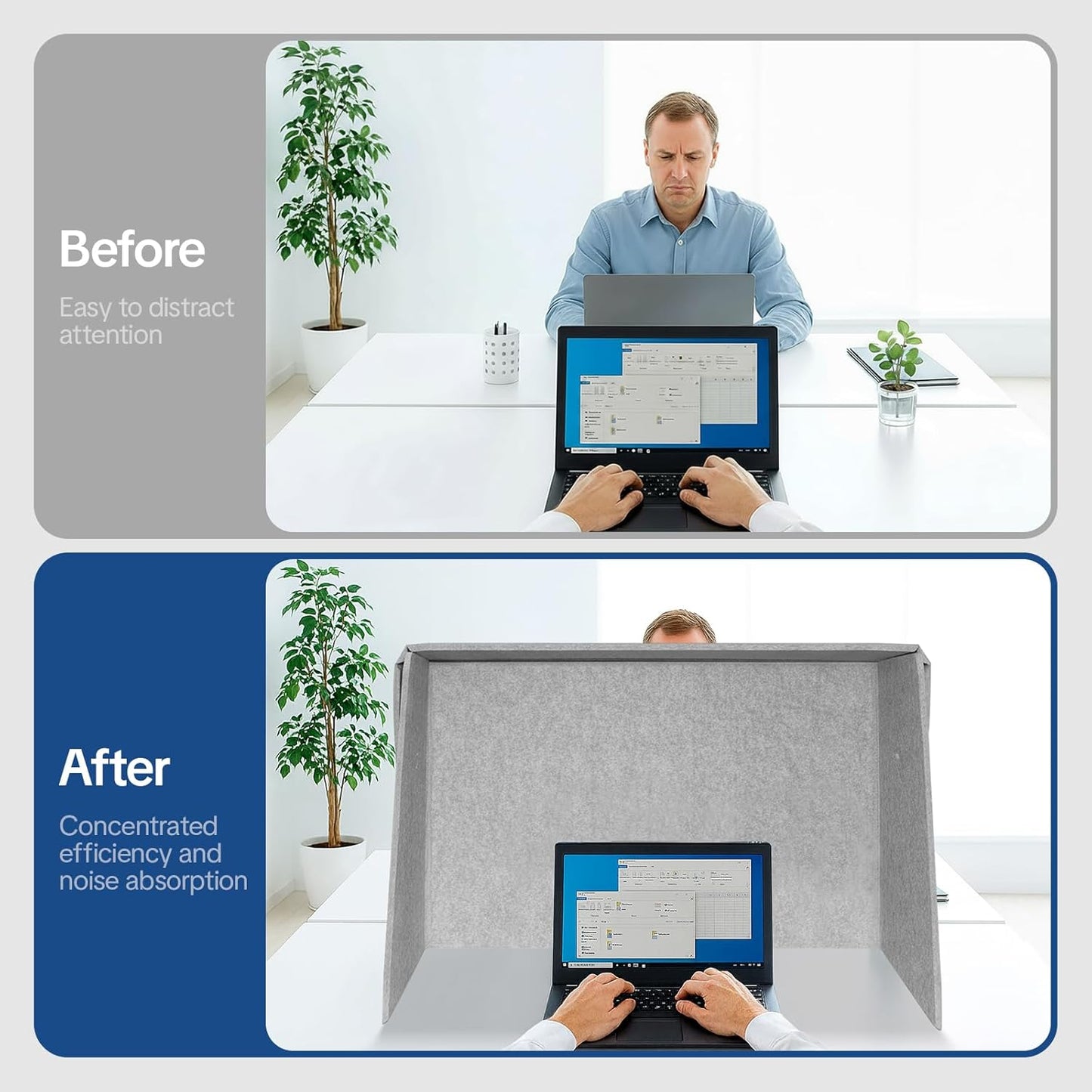 Desktop Partition Divider - Foldable Acoustic Privacy Screen Sound Absorbing Panel for Office & Home, Freestanding Computer Privacy Shield, Study Divider for Desk, 32.3" W x 19.7" D x 23.2" H