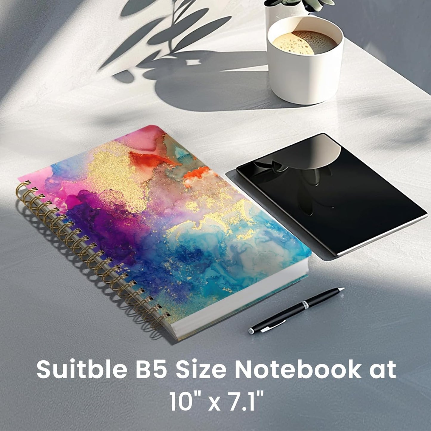 Spiral Dotted Notebook Journal for Work, 300 Pages, Thick B5 (7.1"x10") Bullet Dotted Journal for Women & Writing, Hardcover Notebook for Note Taking, Perfect for Work School Note Taking Business, Color Splash