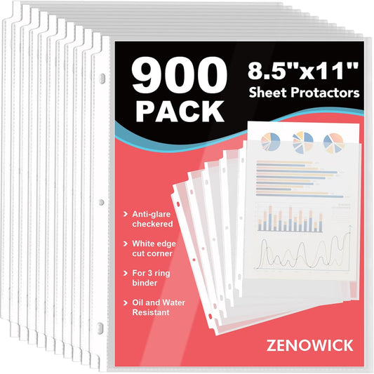 900 Pack Sheet Protectors 8.5 x 11 inch Clear Page Protectors for 3 Ring Binder, Plastic Sleeves for Papers, Document