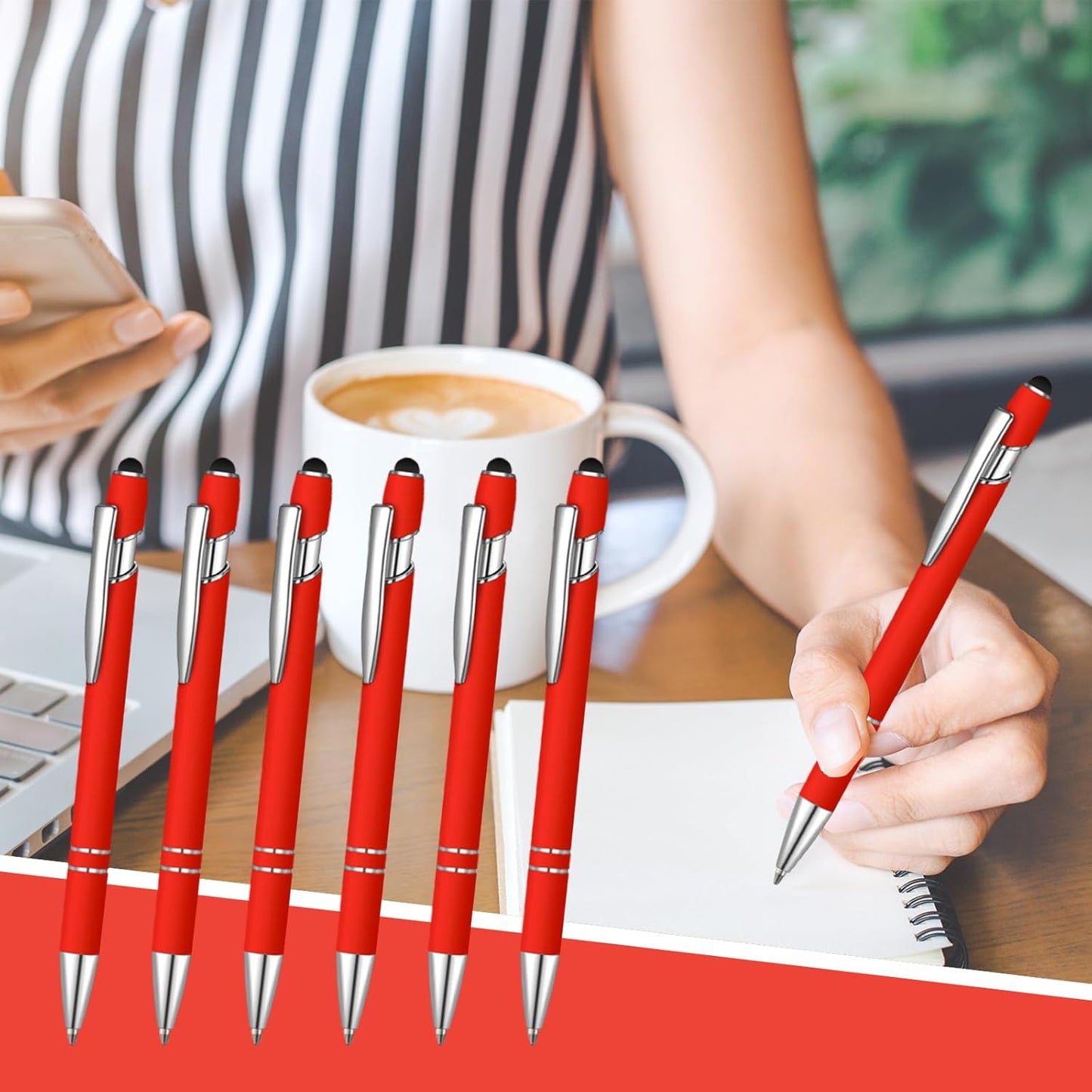 36 Pcs Blue Ink Ballpoint Pen with Stylus 2 in 1 Ballpoint Pen for Touch Screens School Office Coworkers (Red)