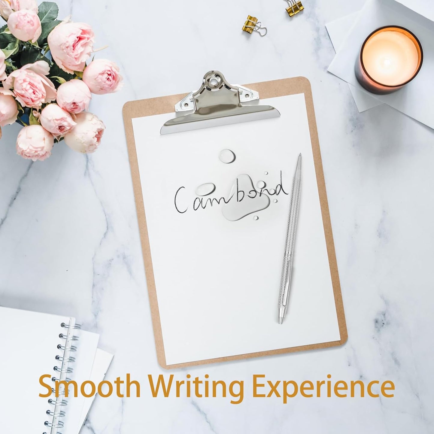 Cambond Ballpoint Pens Fancy Pens - Wedding Guest Book Metal Pen Uniform Christmas Gift Sliver Pen Black Ink 1.0mm Medium Point, 3 Pens with 3 Refills (Silver)