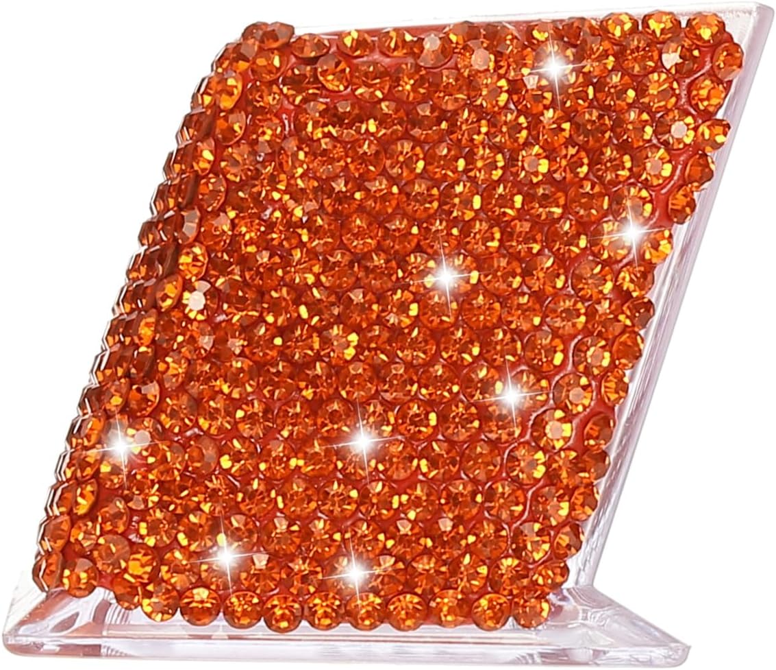 PATIKIL Rhinestone Business Card Holder, Crystal Business Card Holders Bling Business Card Organizer Display Stand for Desktop Desk Office Exhibition, Light Red