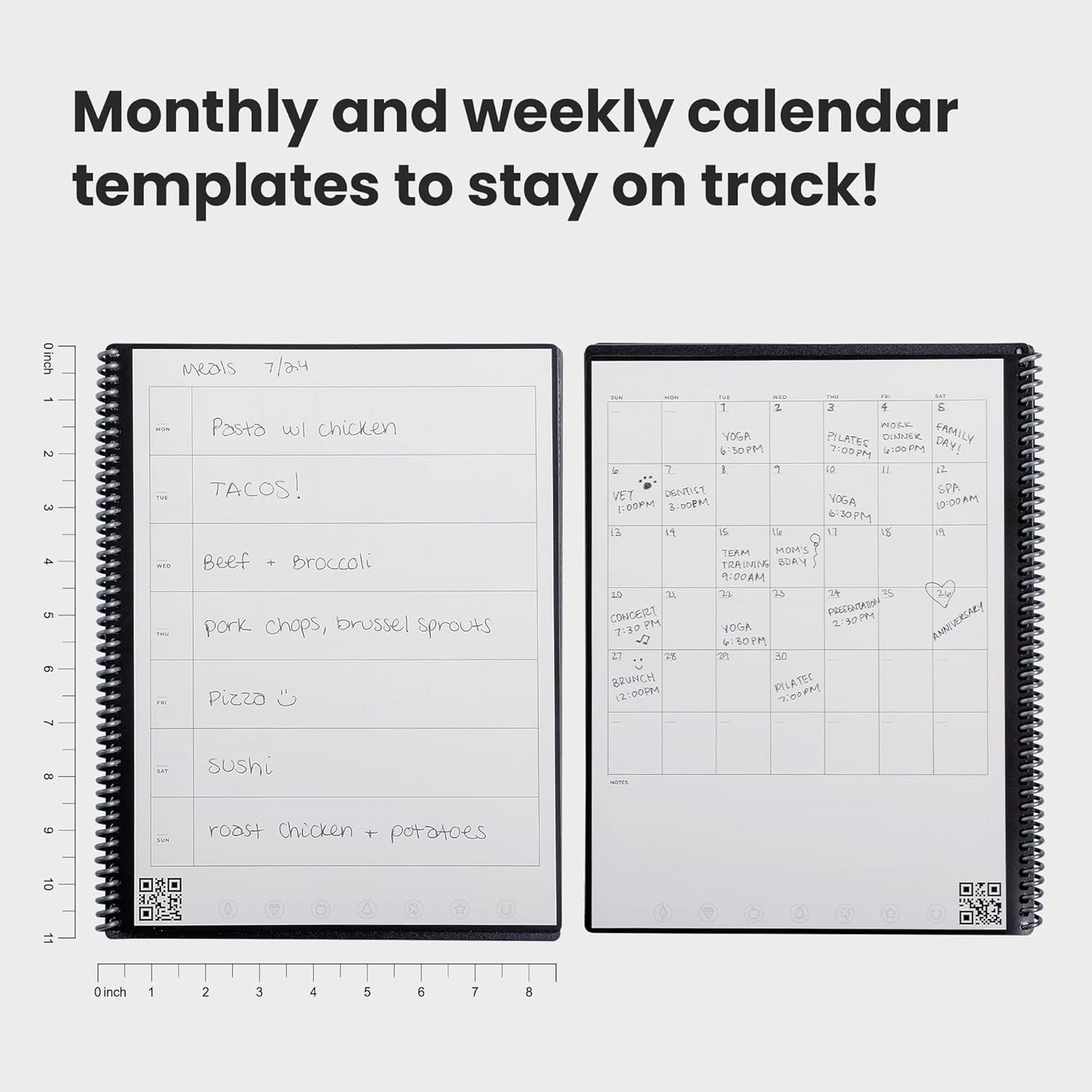 Rocketbook Fusion Reusable Undated Productivity Planner, Letter Size 8.5x11, Beige - Goals, Monthly and Weekly Calendar, Daily To-do List, Lined and Dotted Notes Pages