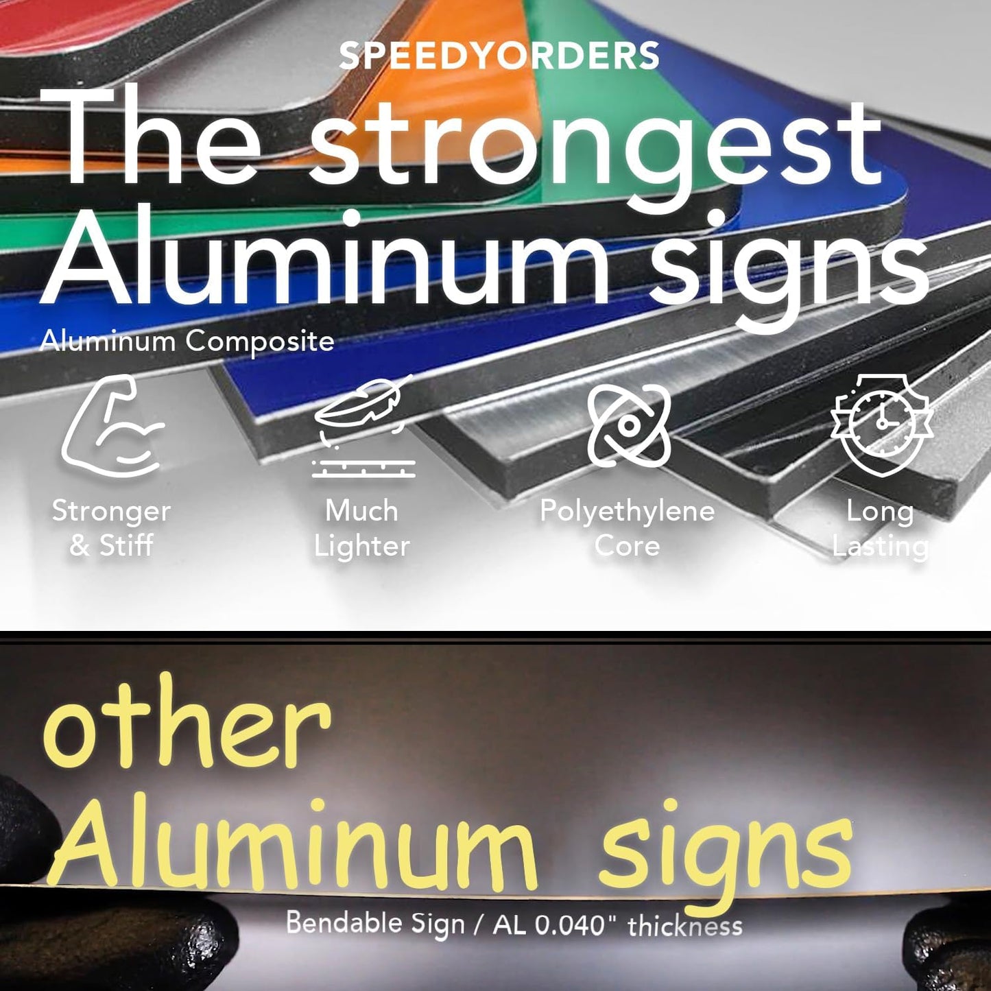 SPEEDYORDERS Custom Outdoor Metal Signs, Personalized Aluminum Signs, Customized Safety Signs, Metal Business Signs, Waterproof Outdoor Business Signs, White Aluminum (Red & White, 12x8 In)