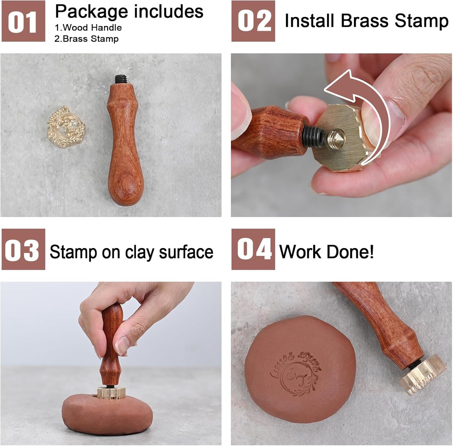KAINSY Custom Pottery Stamp, Personalized Letter Stamp for Clay with Own Design, Create Unique Imprints in Pottery, Potters Gift, Polymer Clay Tools (2.5Inches)