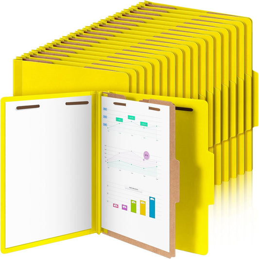 48 Pcs Classification Folders Letter Size, 1 Divider Pressboard File Folder with Fasteners, Expanding File Organizer Bulk for Teachers, Clergy, Office, Church, Christmas Donations (Yellow)