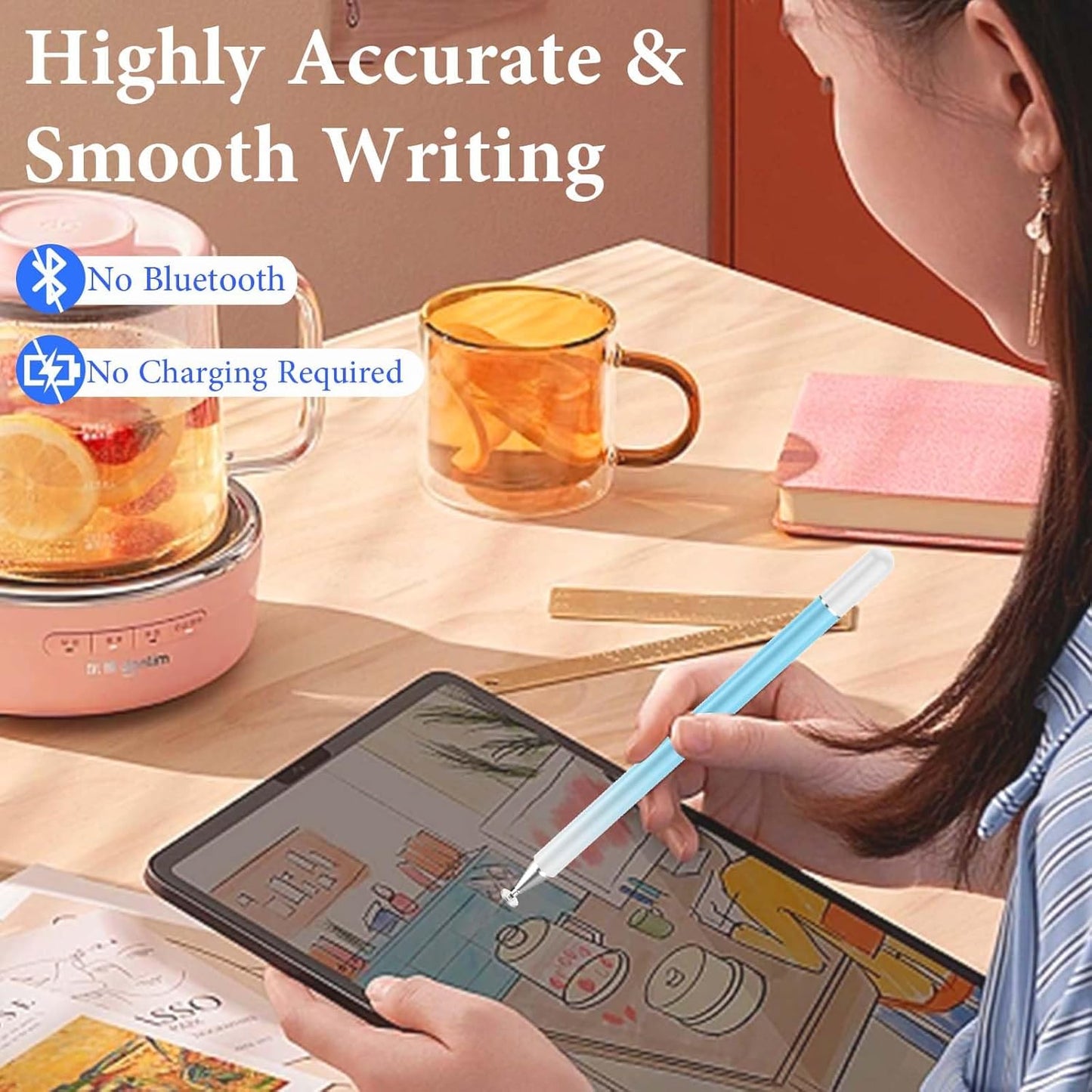 Stylus Pens for Touch Screens, 2 in 1 Magnetic Disc Stylus Pen for iPad with Magnetic Cap, Tablet iPad Pencil Compatible with iPhone/Pad/Android/Microsoft/Surface All Capacitive Touch Screens