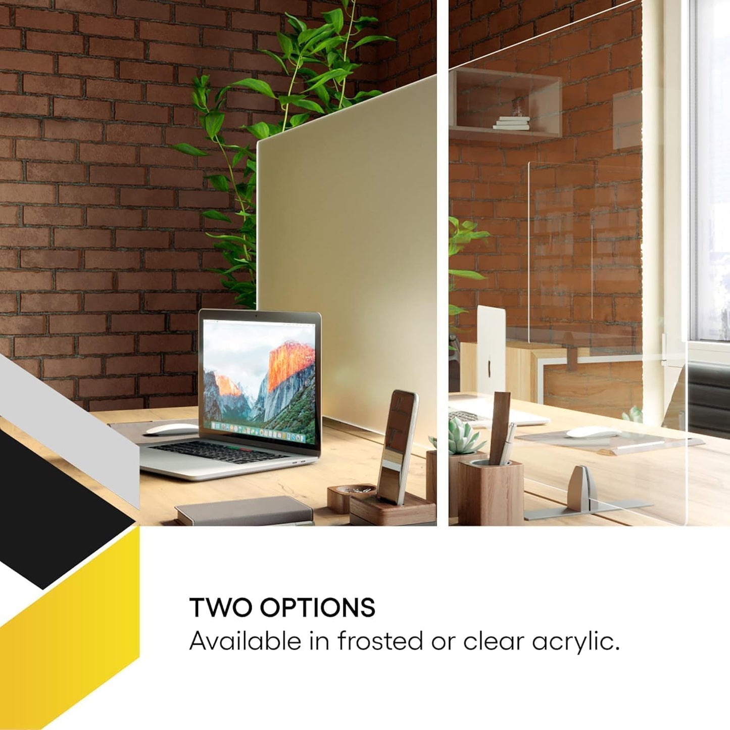 OBEX Acrylic Free Standing Screen, Divider for Desk Privacy Home & Office Partitions for Table Top Workstation, Portable Cubicle Panel for Work, 24" x 36", Frosted