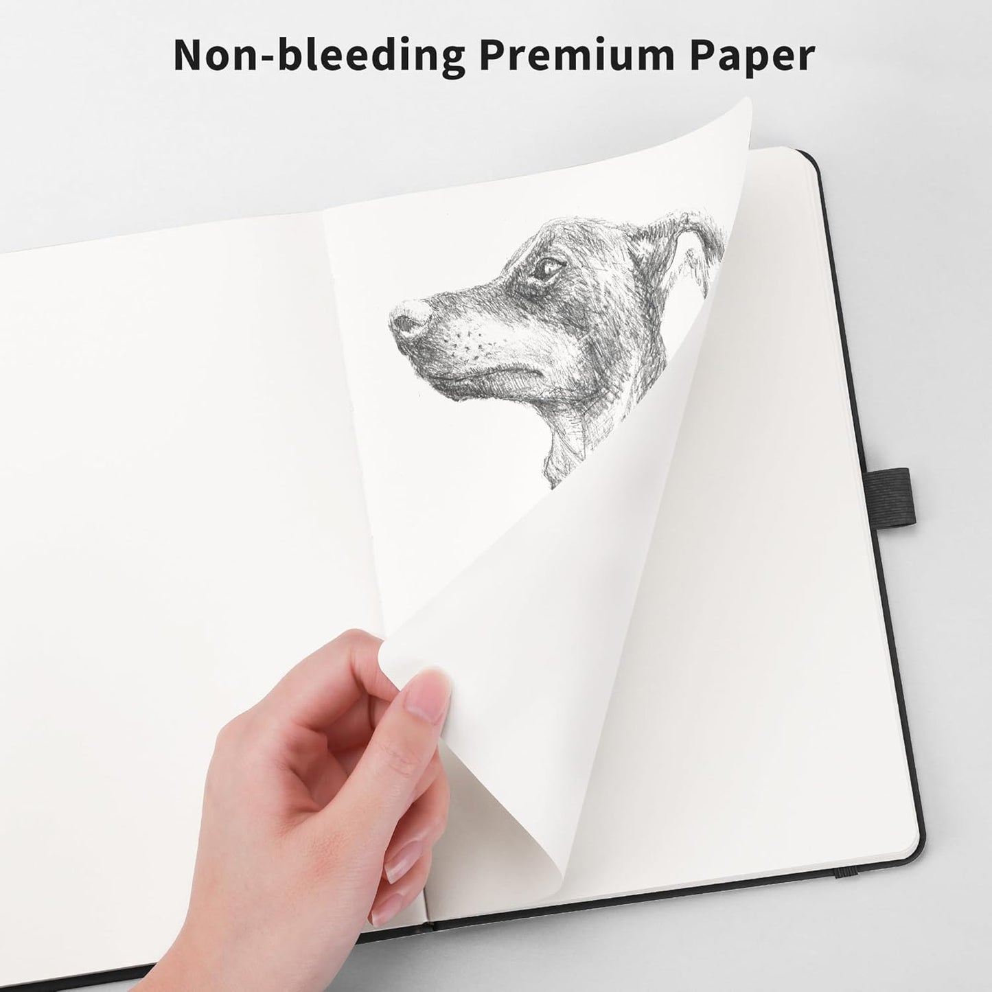 RETTACY Blank Journal Notebook, 192 Pages, A5 Medium Size (5.7'' x 8.3''), Leather Hardcover, 100 GSM Thick Paper, for Sketching, Drawing, Painting (Dark Green)