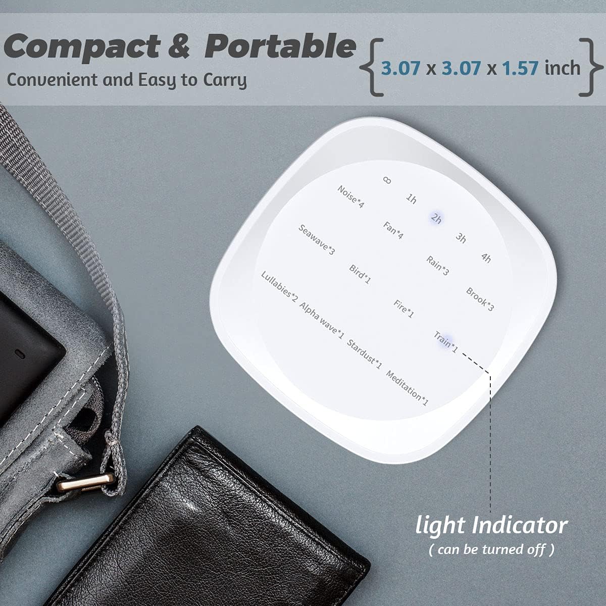 Sleepbox Sleep White Noise Sound Machines with 25 Soothing Sounds 36 Volume Levels 5 Timers Visible Sound Catalog Portable Size Memory Function for Home Office and Travel