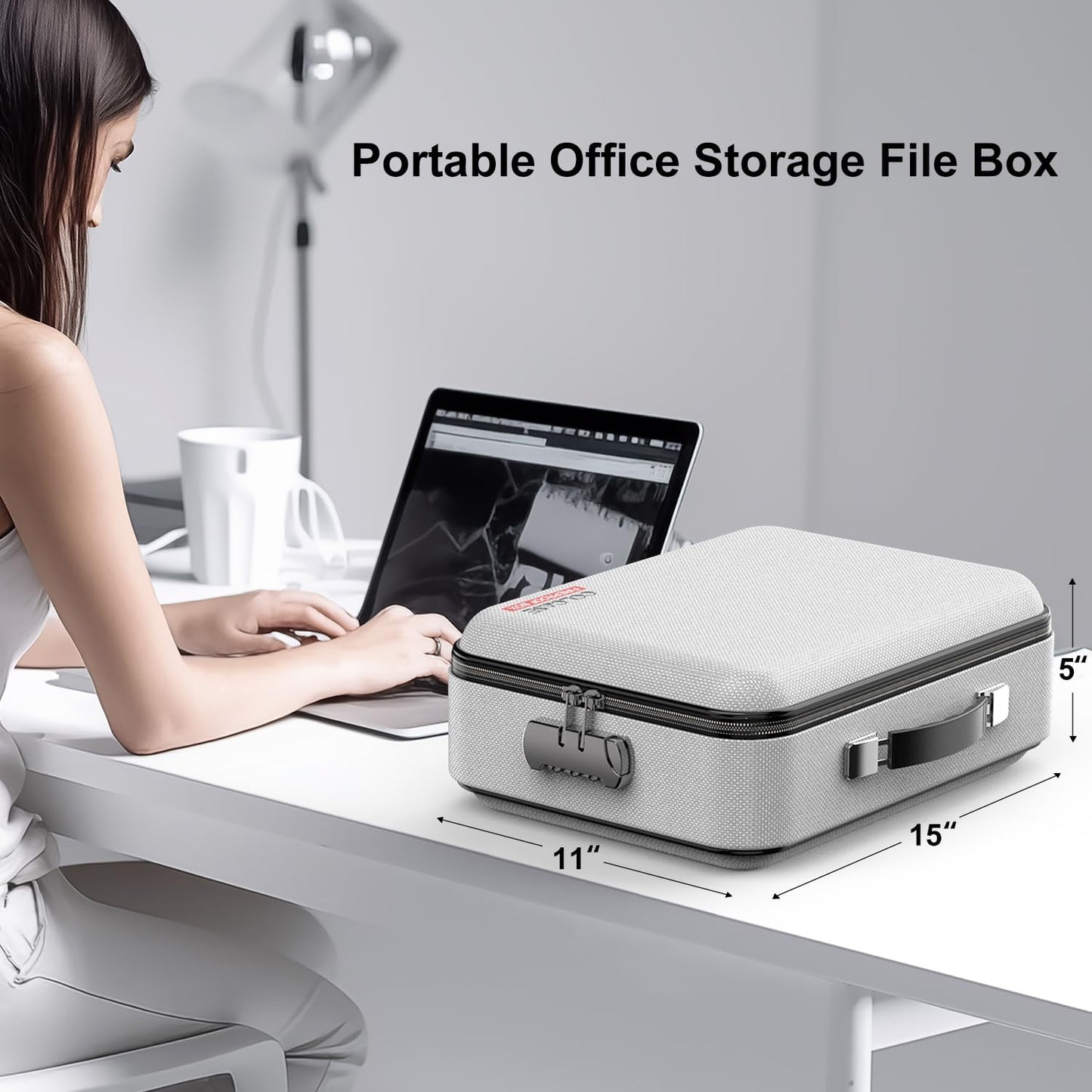 Fireproof Document Box, Hard Case Fireproof File Organizer with Lock Hard-Shell Design Fireproof Water Resistant Safe Box for Important Documents Certificates Laptop Passports Gray