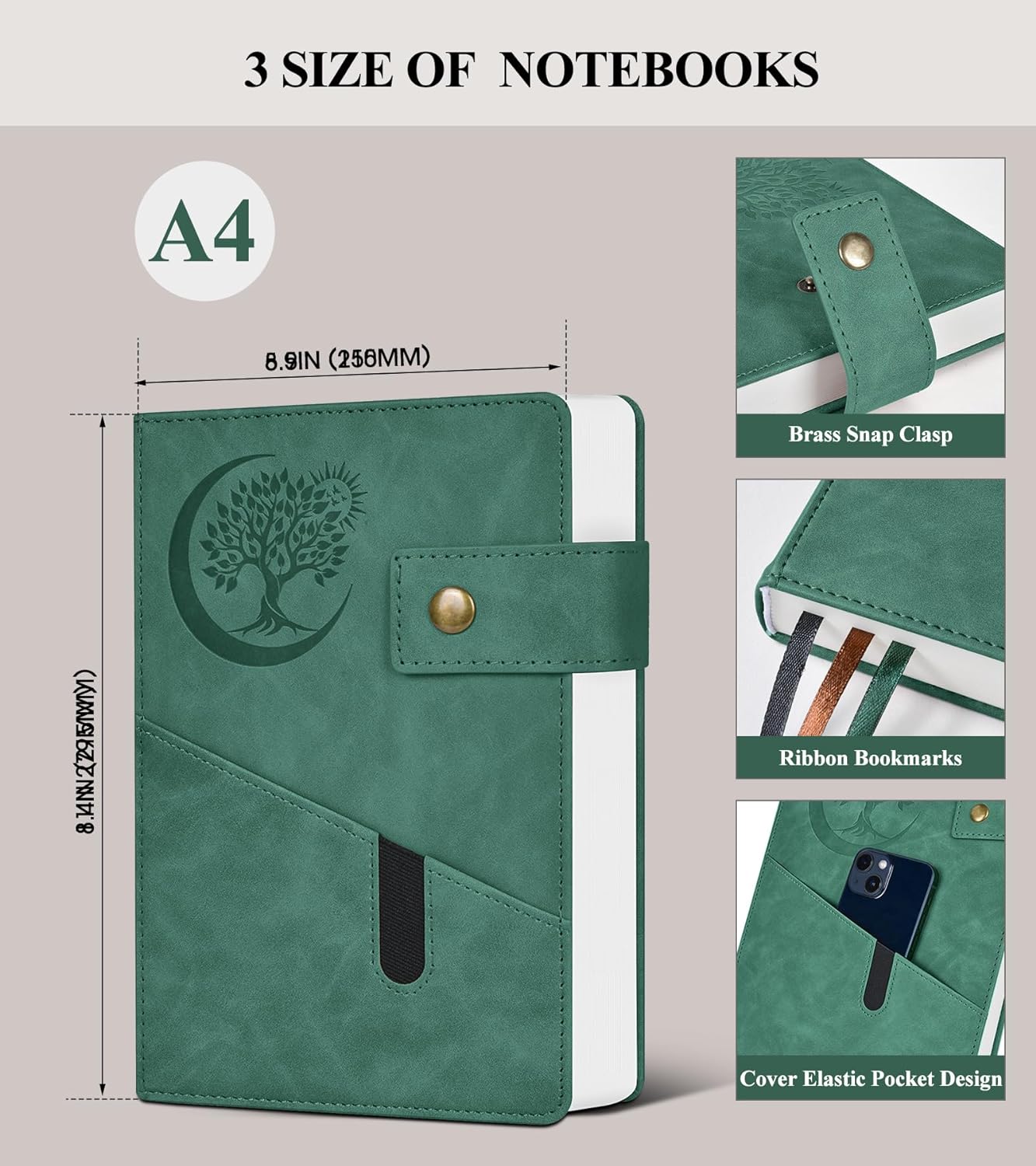 365 Page Thick Lined Journal Notebook for Men Women, A4 Large Leather Journals for Writing, Hardcover Notebooks for Work, School, Note Taking, Business, Travel Diary, College Ruled 8.5" x 11"