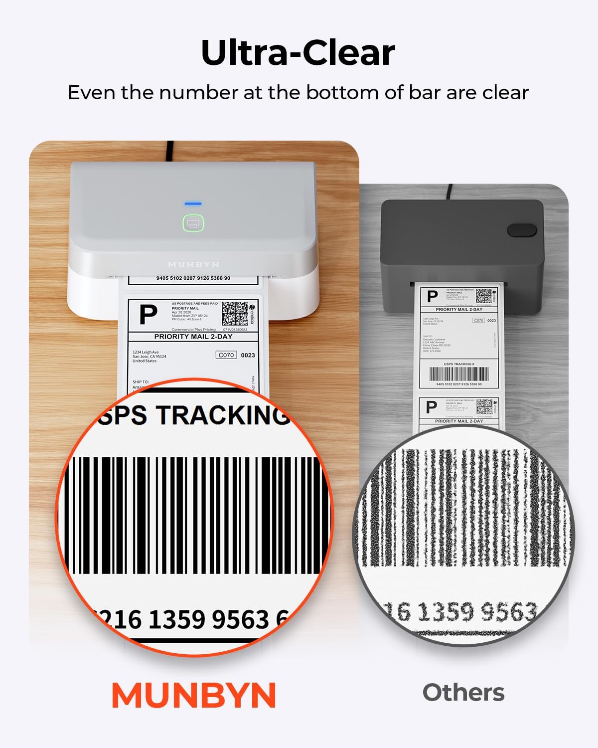 MUNBYN Bluetooth Thermal Label Printer RW403B, Wireless 4x6 Shipping Label Printer for Small Business, Compatible with Android, iPhone, Windows, Mac, Chromebook, Print Width 1.57"-4.25"