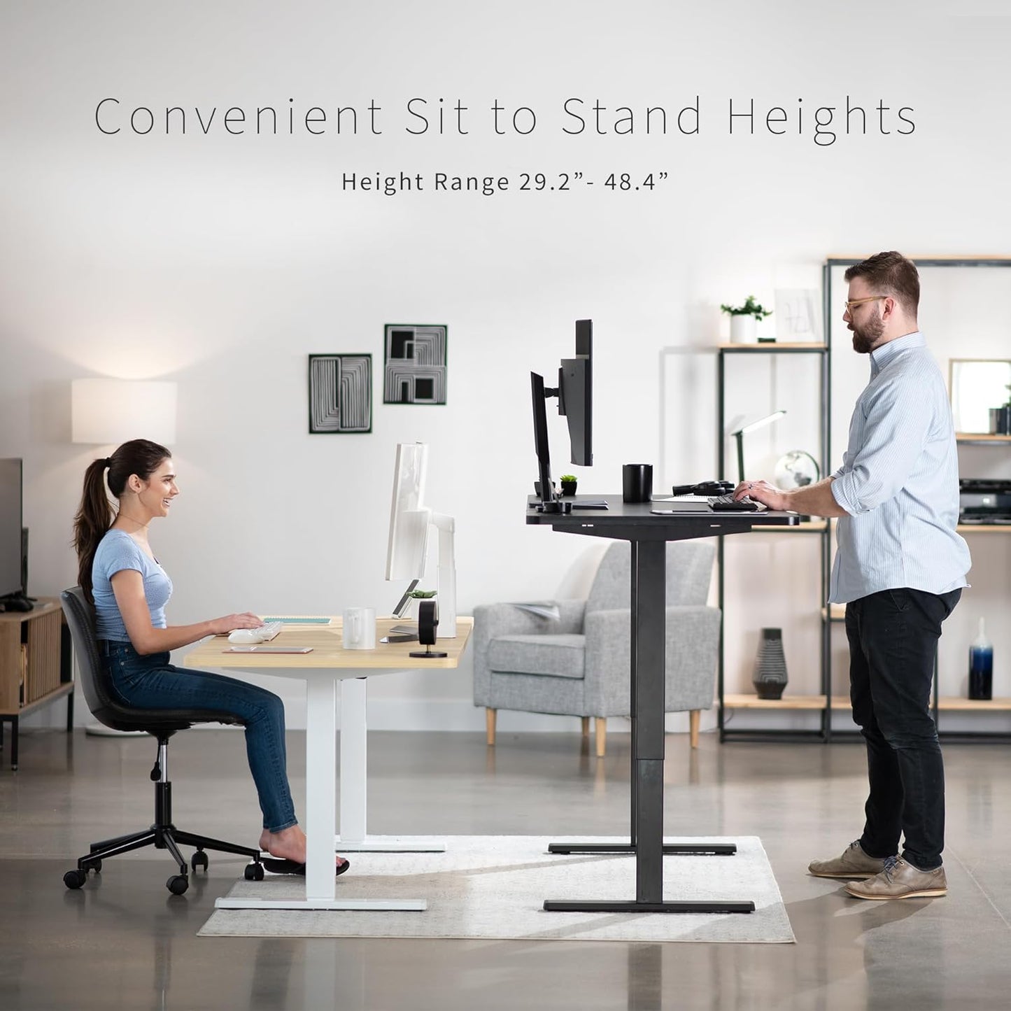 VIVO Electric 71 x 30 in Rustic Standing Desk, Memory Height Adjustment, 1B Series, Vintage Brown Top White Frame, DESK-KIT-1W7N