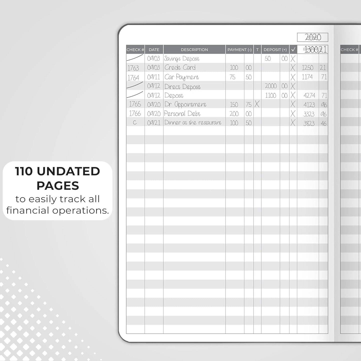 Clever Fox Check Register Book - Deluxe Transaction Register, Accounting Ledger Book, Checkbook Register & Checking Account Register Book for Personal and Work Use, A5 Hardcover - Mystic Gray