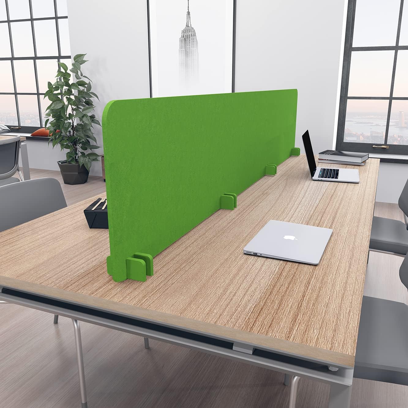 Freestanding Acoustic Desk Divider with Mount | Eco-Friendly Privacy Screen Panel | Noise Reducing Desk Partition | Tackboard Option & Easy to Install | Made from Recycled Plastic | Black - 18" X35"