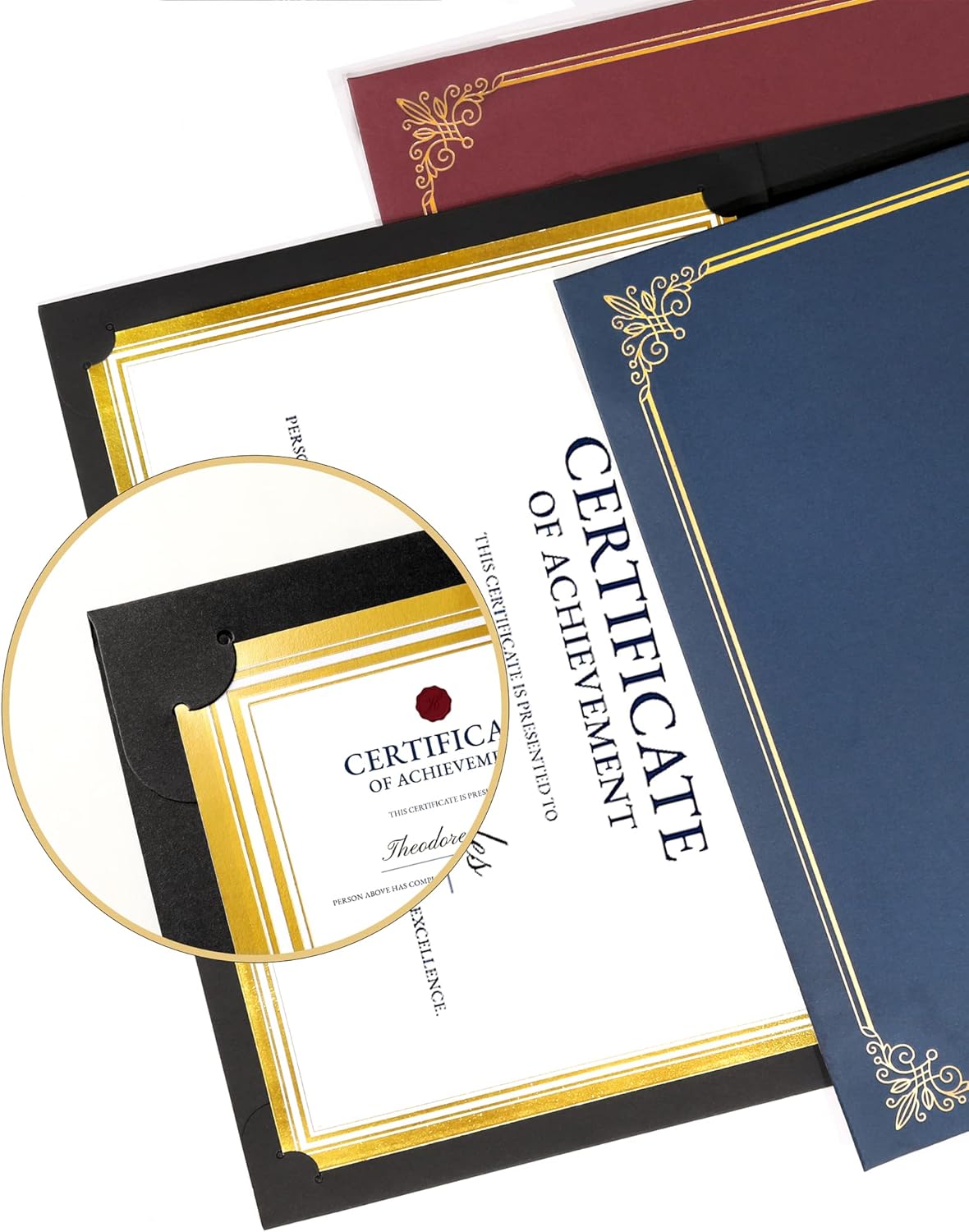 GNL Certificate Holders - 50 Packs Black Diploma Holders, Certificate Covers with Gold Foil Border, for Letter Size 8.5 x 11 Certificate Paper, Award, Graduation, Documents