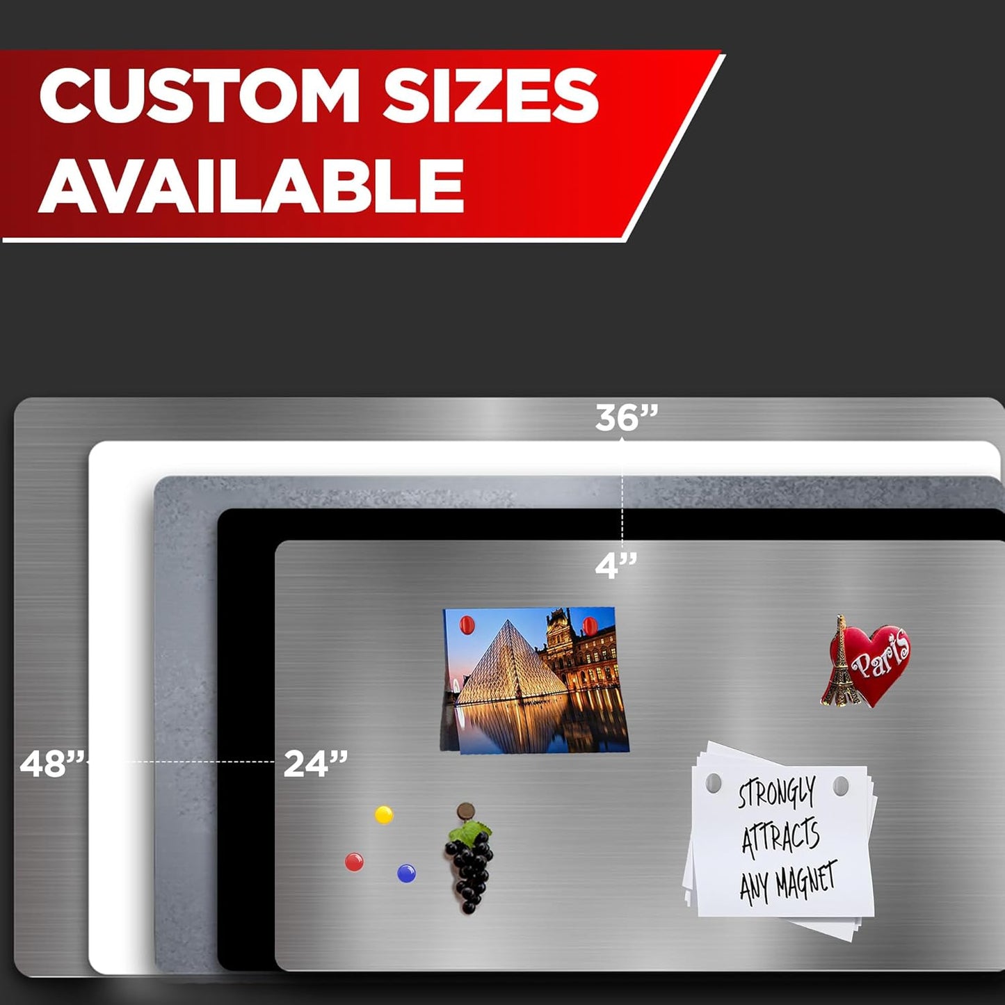 Diamond Life Magnetic Board - Memo & Vision Board for Home, Office, and Classroom - Magnet Board for Kids - Pre-drilled Mounting Screws Included (Silver 24"x36")