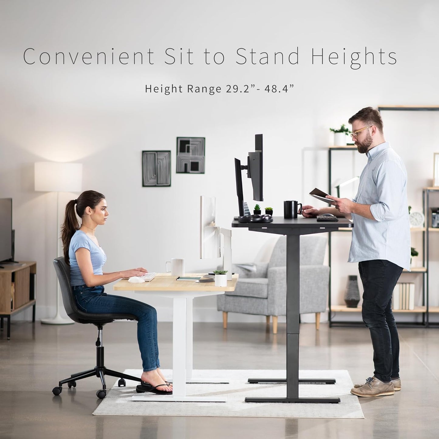 VIVO Electric 48 x 30 in Standing Desk, Memory Height Adjustment, 1B Series, One-Piece Reclaimed Wood Top, Gray Frame, DESK-KIT-1G5P