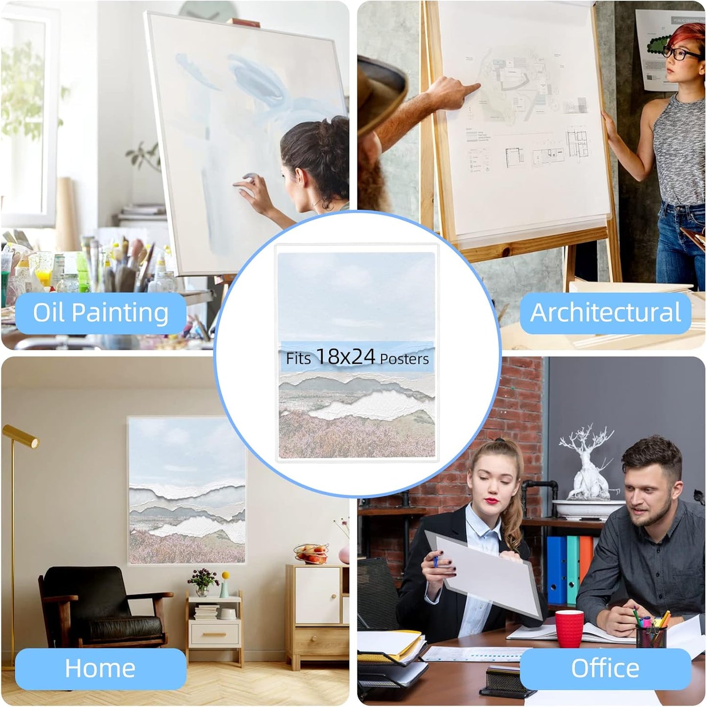 5 Pack 18x24 Poster Protector Clear Rigid Print Protectors Heavy Duty Top Loader Clear Paper Sleeves for Poster Art Prints Office Documents