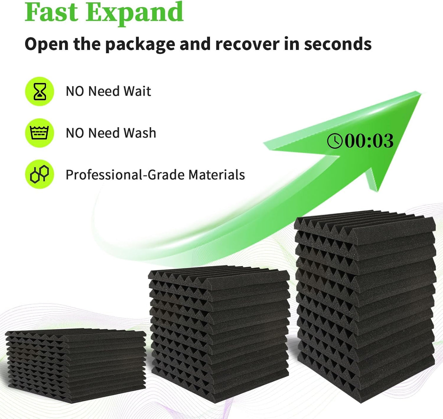 12 Pack Sound Proof Foam Panels for Walls, Thickened 2x12x12 Inches Wedges Acoustic Panels Sound Absorbing, High Density Pyramid Noise Reduction Panels