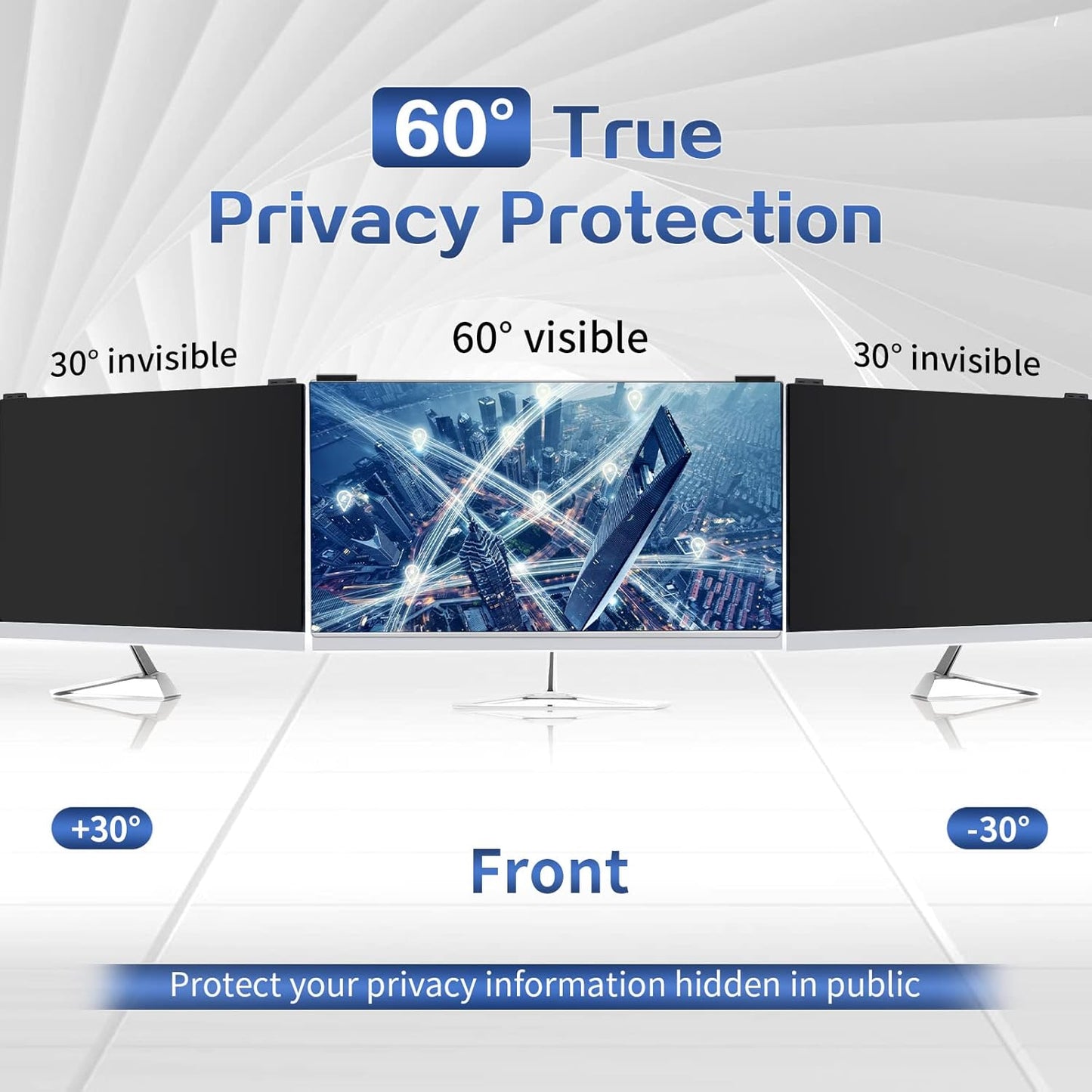 Computer Privacy Screen Filter 27 Inch, 9H Hardness Hanging Computer Screen Privacy Shield Compatible with 16:9 Widescreen Monitor, Eye Protection and Blue Light Blocks