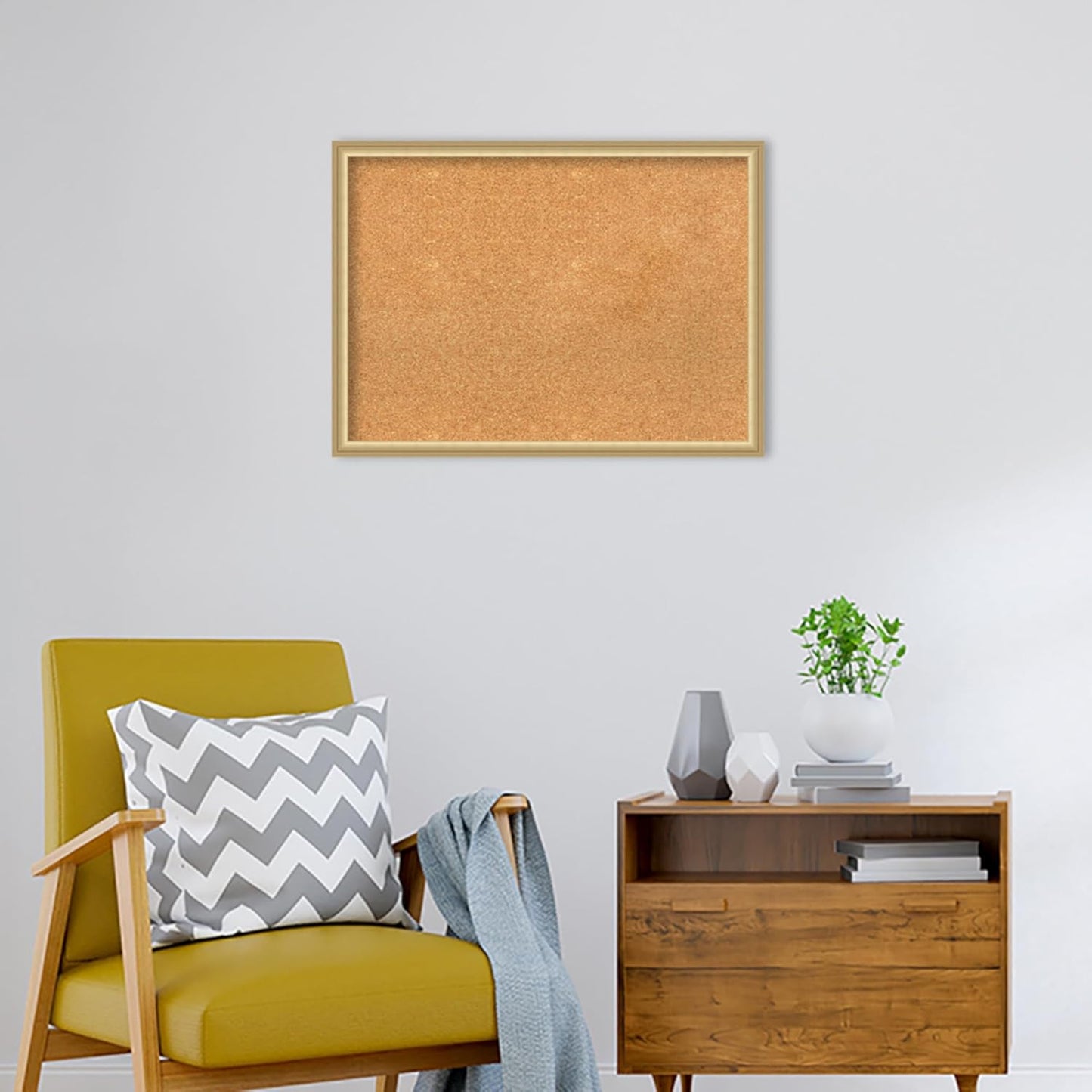Amanti Art Natural Cork Board for Wall, 22x30 Vision Board with Gold Frame, Medium Corkboard Office Decor for Home Organization, Casual Corkboard Pinboard to display items for home organization