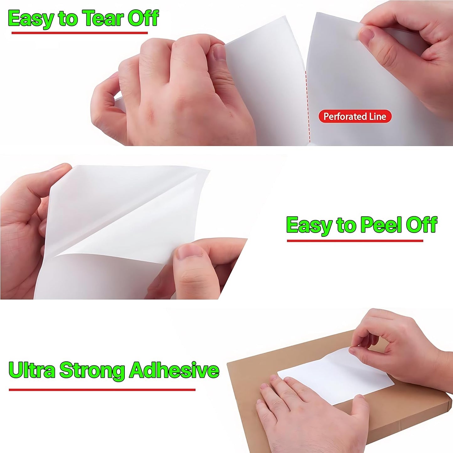Fanfold [4 x 6 inch] x [3000 Labels] Thermal Stack Direct White Strong Adhesive Perforated Postage Shipping Printer Compatible with Zebra SNBC Epson Rollo (3000 Labels, Fanfold)