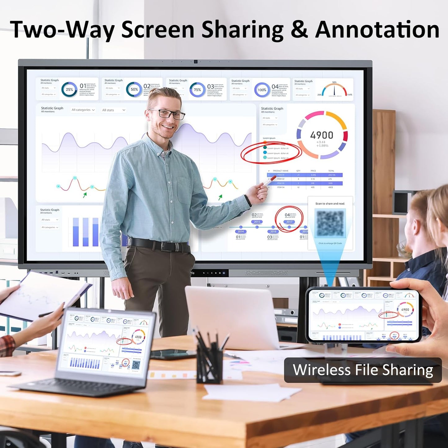 Shiarffe R9 4K 86" Smart Board, Flagship CPU 16 GB RAM + 256 GB ROM, Compatible with Google Play Store, OTA Software Updates, Smartboard for Classroom Office Hybrid Work