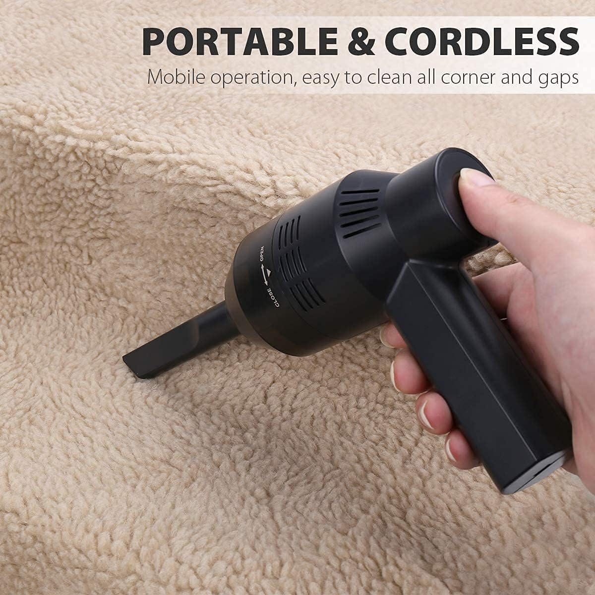Upgraded Mini Keyboard Vacuum - Tiny Cordless Computer Cleaner for Electronics, Laptop - USB Rechargeable Dust Kit for Desktop, PC, Sofa, Car, Pet House