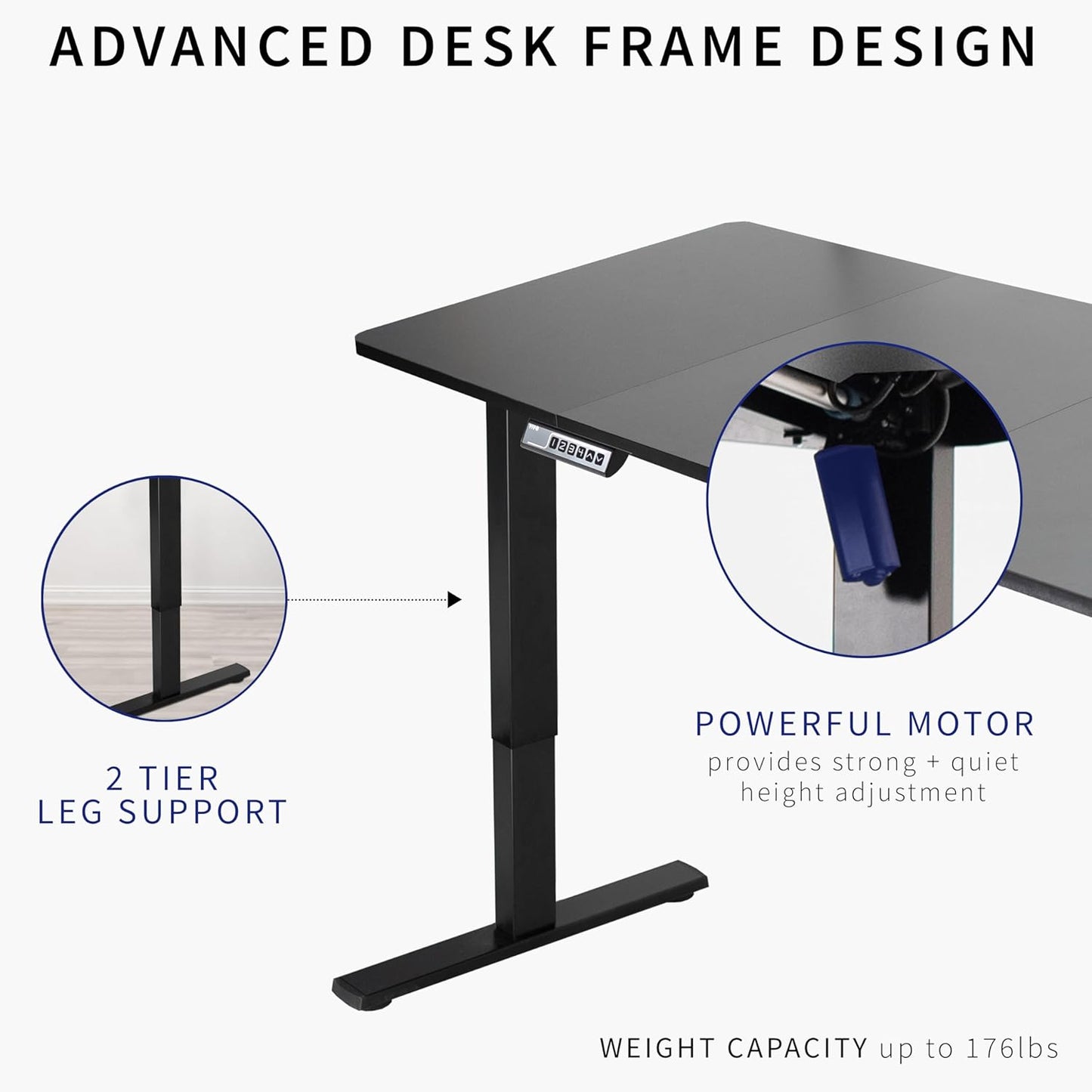 VIVO Electric 60 x 30 in Standing Desk, Memory Height Adjustment, 1B Series, Dark Gray Top Black Frame, DESK-KIT-1B6G-30