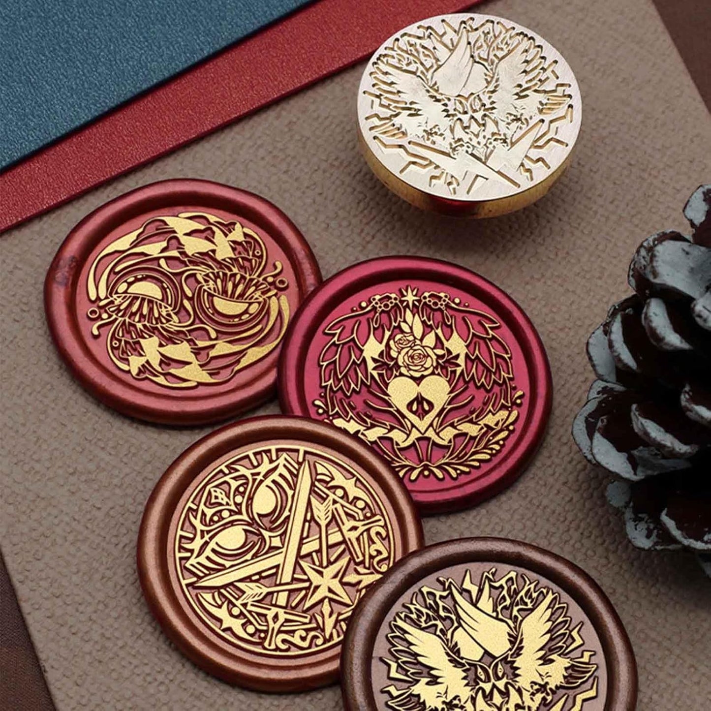 Marine Animal Wax Seal Stamp - Dancing Jellyfish Sealing Wax Stamp,1.18 Inch/30mm Dual Jellyfish Sealed Stamp Heads for Envelopes,Letters,Handicraft DIY and Christmas