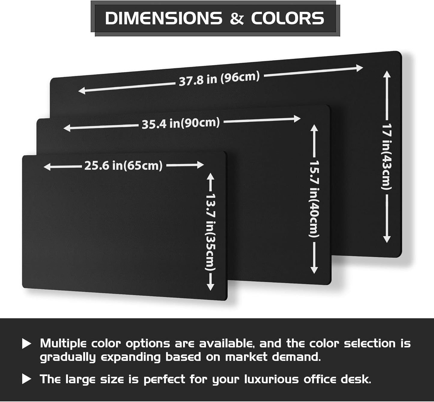 Aothia Dual-Sided Desk Pad - 25.6x13.7 inches Leather Desk Mat, Natural Cork Desk Pad Protector, Large Mouse Pad for Desk, Waterproof Desk Blotter Pad, Desk Writing Pad for Office Work/Home, Black