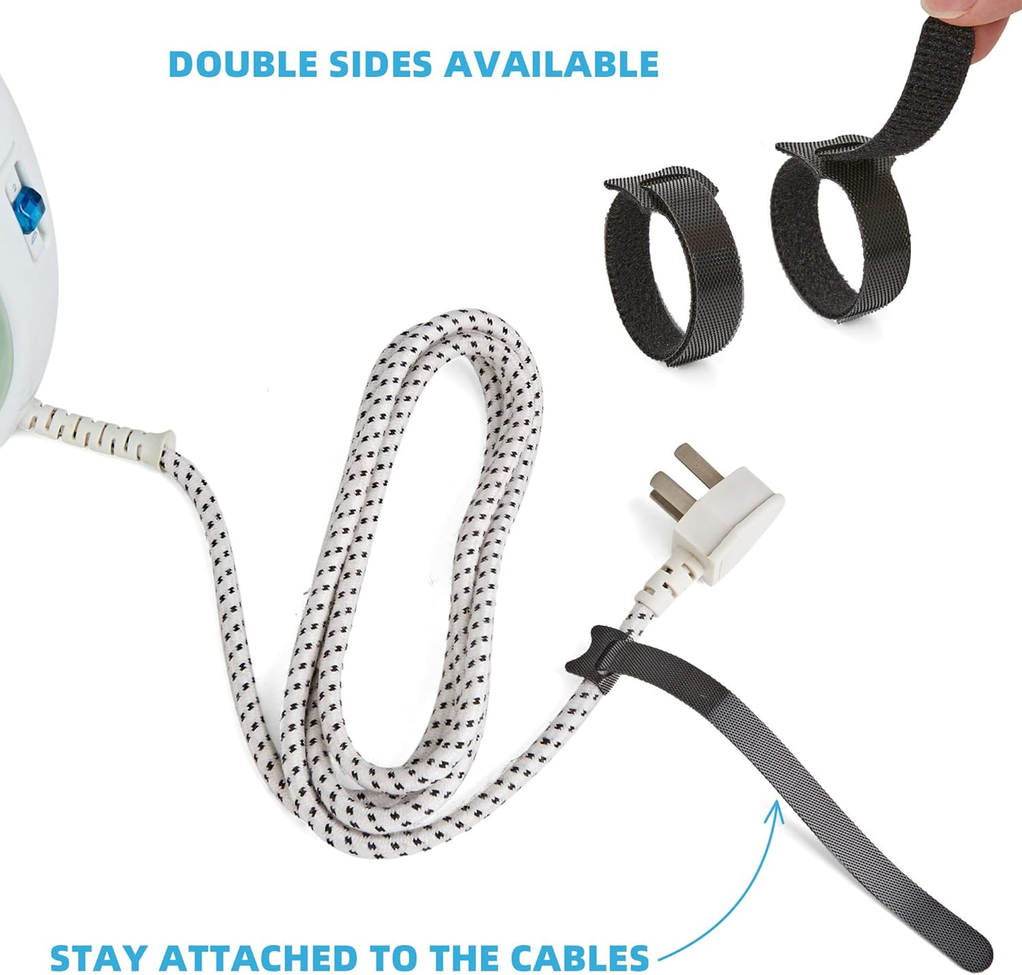 50 Pcs 10-Inch Heavy-Duty Self-Fastening Cable Ties - Durable, Reusable Straps for Wire Organization, Ideal for Home, Office, Garage, and Outdoor Use