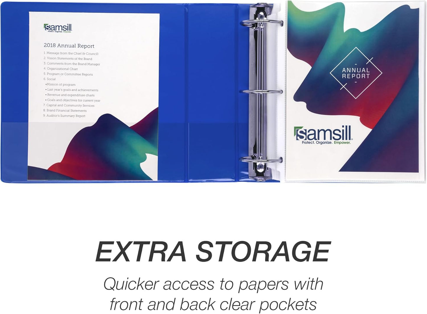 Samsill 3 Inch 3 Ring Binder, Made in USA, Economy Round Ring, Clear View Cover, 550 Sheet Capacity - for School, Home, Office -Dark Blue