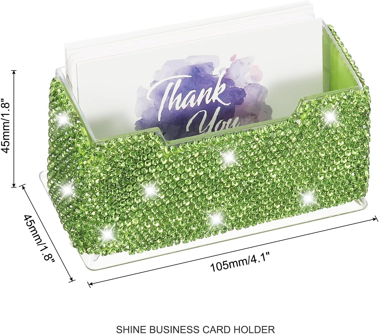 PATIKIL Rhinestone Business Card Holder, Crystal Business Card Holders Bling Business Card Organizer Display Stand for Desktop Desk Office Exhibition, Green