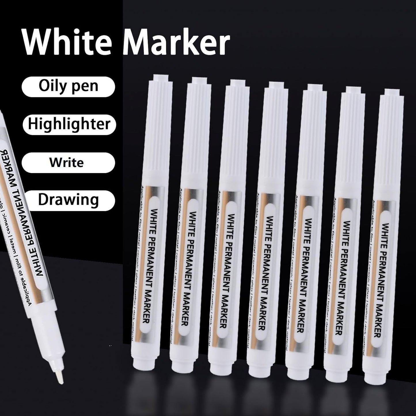Goldge 40 Pack White Acrylic Paint Markers Set | White Paint Pen for Metal, Glass, Wood, Canvas, Stone, Ceramic | Quick-Drying, Waterproof, Multi-Surface DIY Art & Crafts