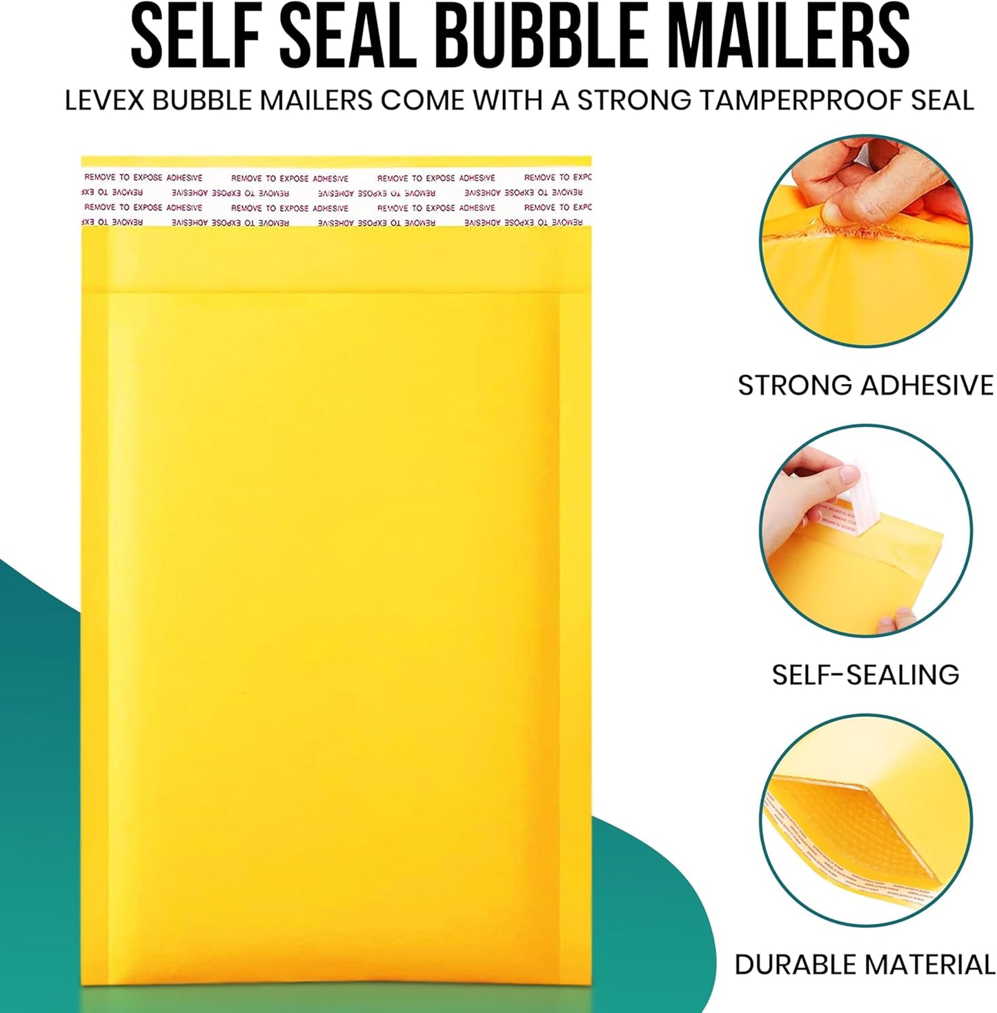 Levex - #7 14.25" x 20 [50 Pack) Kraft Bubble Mailers, Padded Envelope Mailers, Packing Envelope & Mailing Bags for Shipping