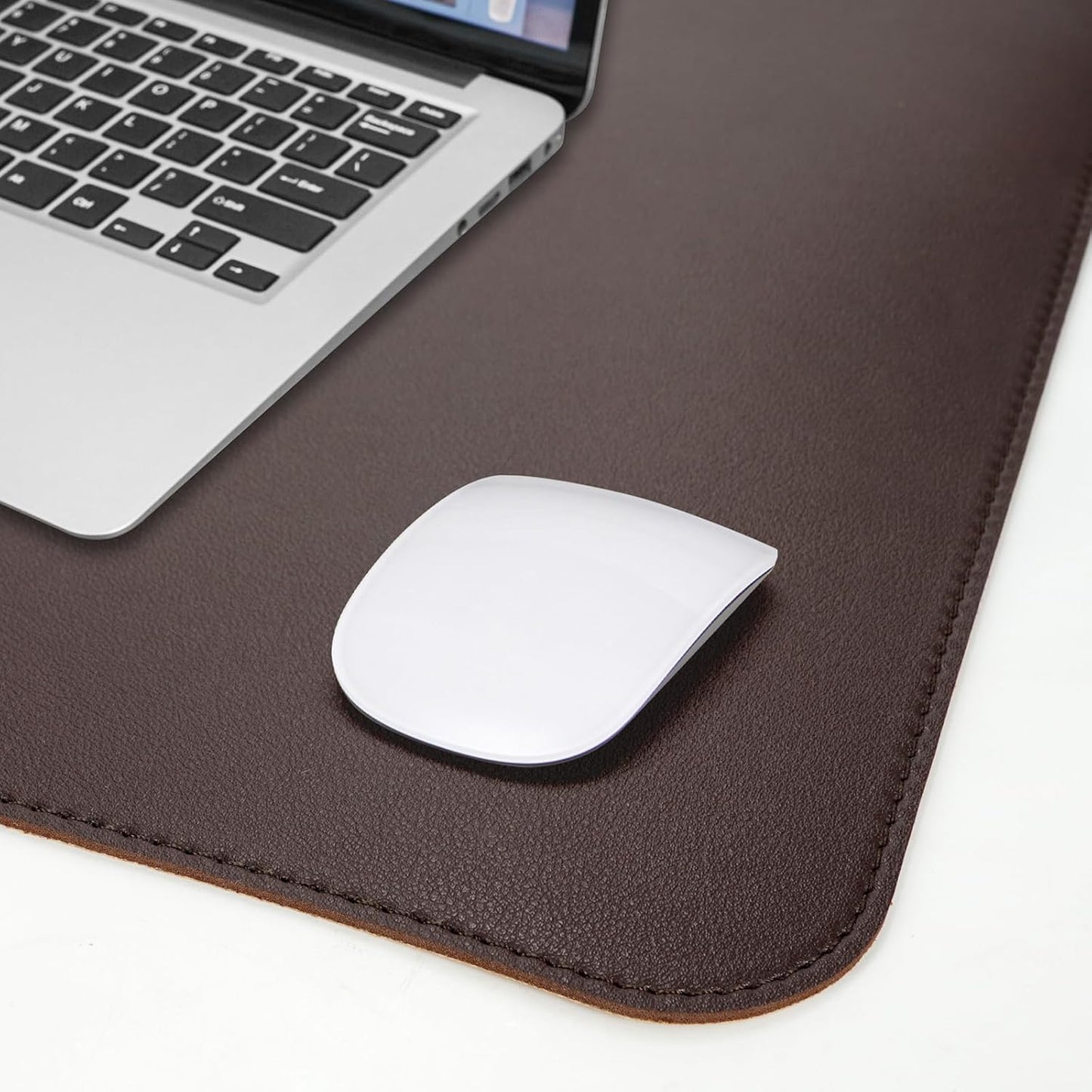 Leather Desk pad Protector, Large Desk mat with Natural Cork & PU Leather,Mouse pad,Non-Slip Office Desk Mat,Waterproof Desk Writing Pad for Office and Home (47in*17in,Coffee)