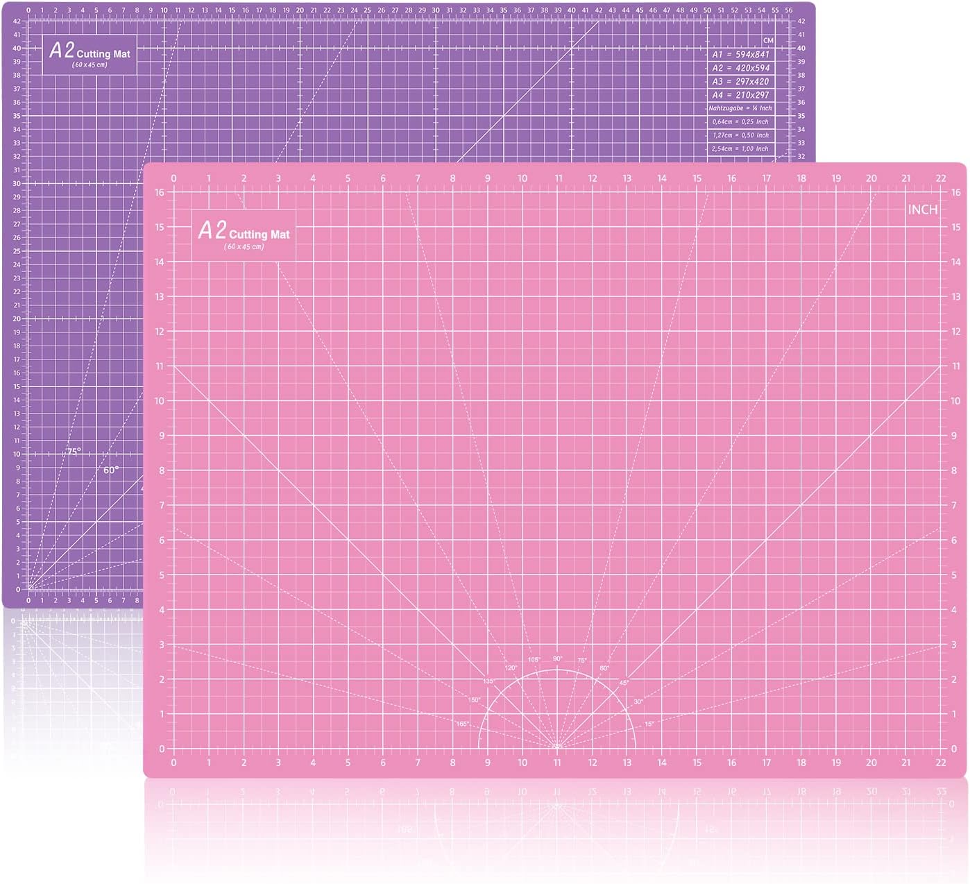HEADLEY TOOLS 18"x24" Thickened Self Healing Cutting Mat, A2 Rotary Cutting Sewing Mat for Crafts, Double Sided 5-Ply Table Cutting Board for Fabric Quilting Patchwork Arts Hobby Project, Pink/Purple