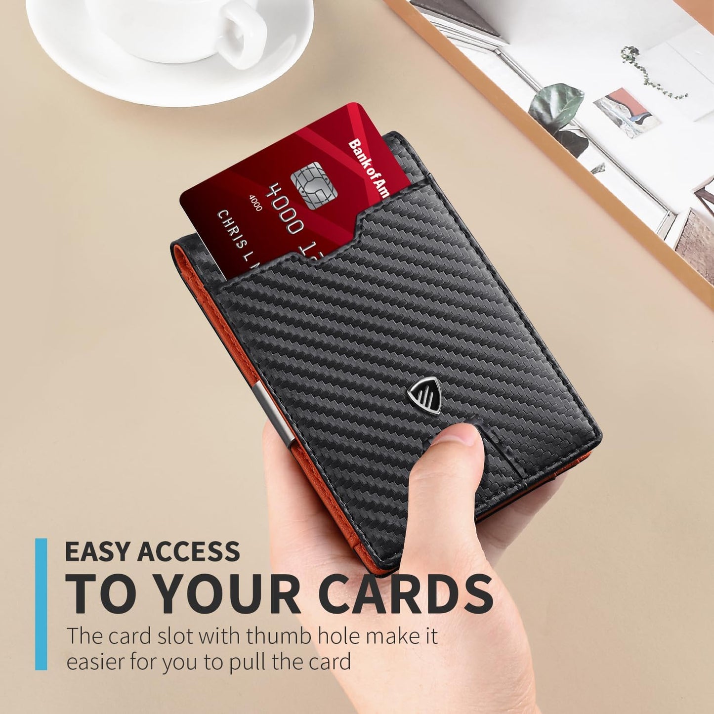 RUNBOX Mens Slim Wallet with Money Clip RFID Blocking Bifold Credit Card Holder for Men with Gift Box