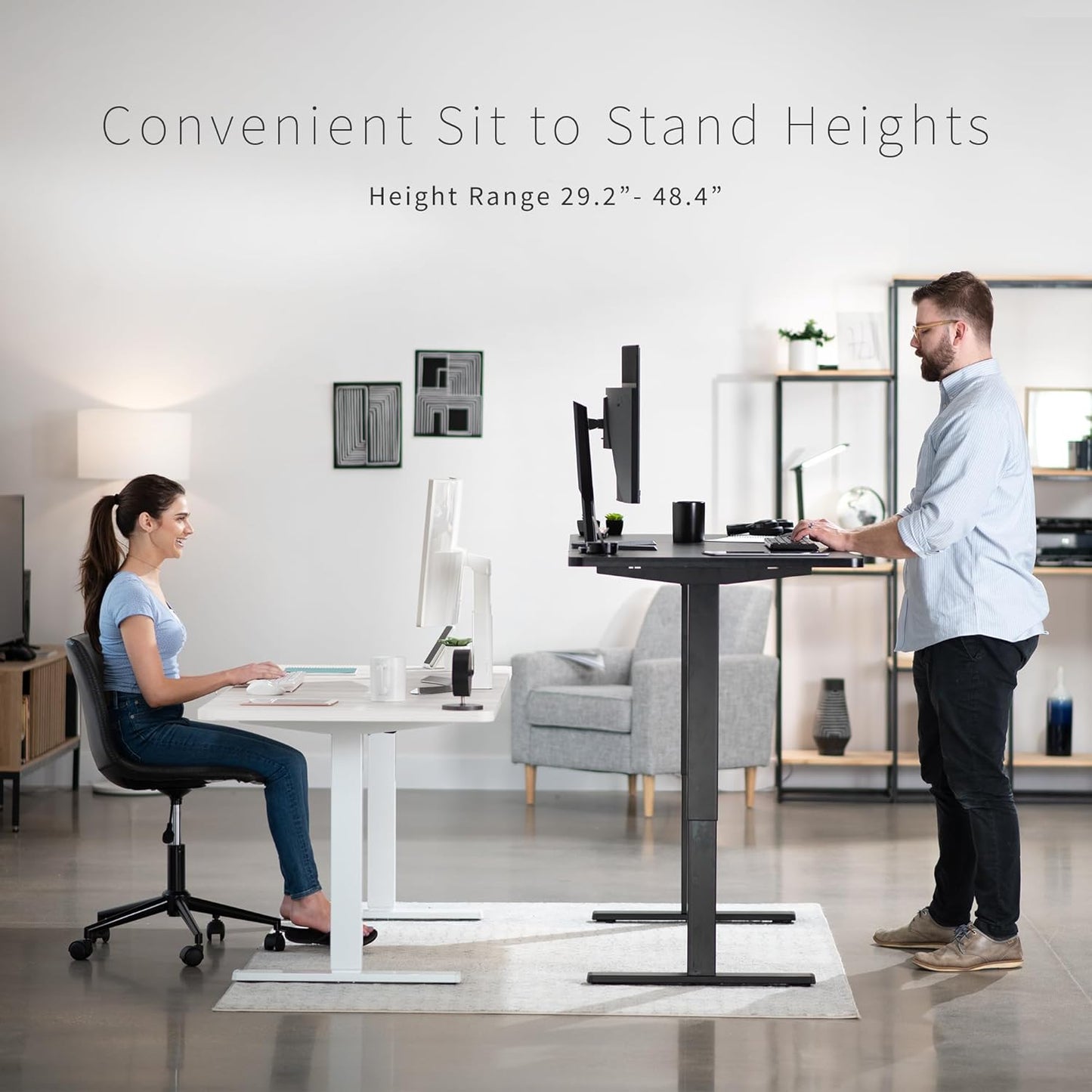 VIVO Electric 60 x 30 in Standing Desk, Memory Height Adjustment, 1B Series, Light Wood Top Gray Frame, DESK-KIT-1G6C-30