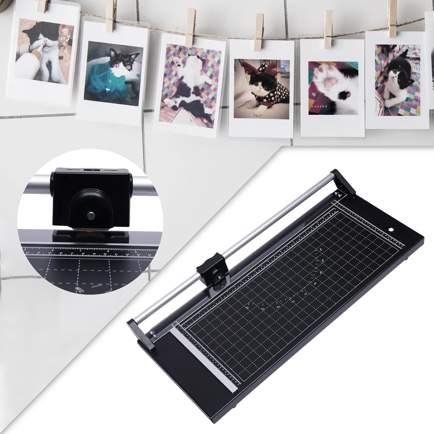 24 Inch Commercial Manual Precision Rotary Paper Trimmer Cutter,Heavy Duty,Smart Cut for Photo Paper, Film, Art Paper Jam, Office Paper, Thin Plastic Soft Board, PVC,Cutting Table 80x31.5cm