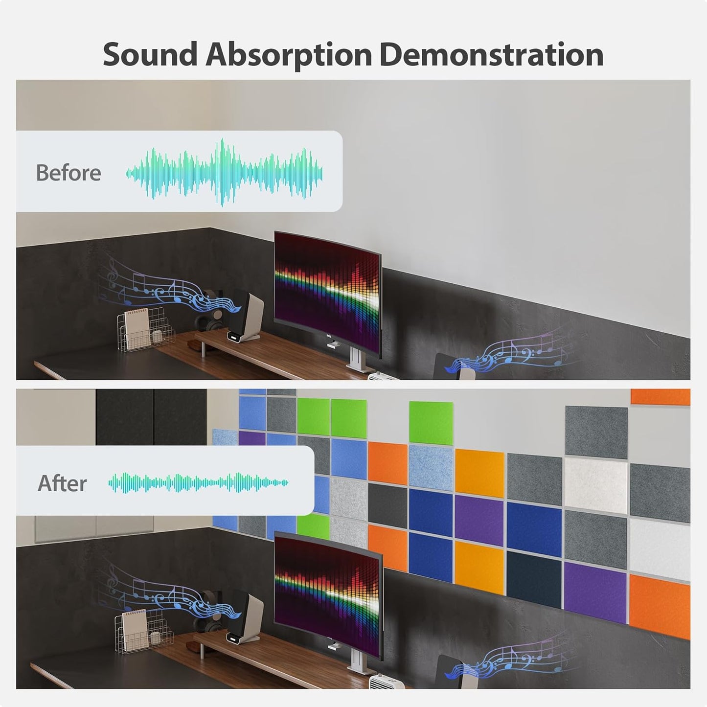 12 Pack Acoustic Panels Self Adhesive Sound Proof Foam, High Density Sound Acoustic Panel, 16X12X0.4 Inch 4:3 Rectangle Panels in Home, Office, Reccording Room, Studio,more(Silver Gray)