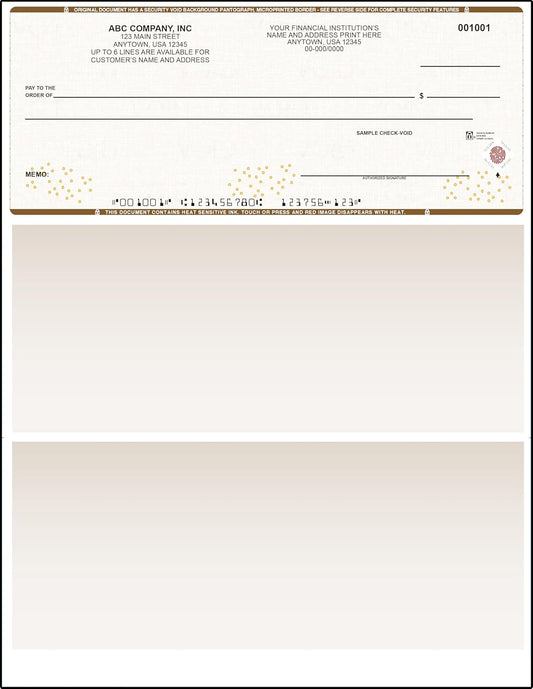 Tan High Security Checks on Top Compatible w/QB accounting software - Custom Computer Checks on Top (250)